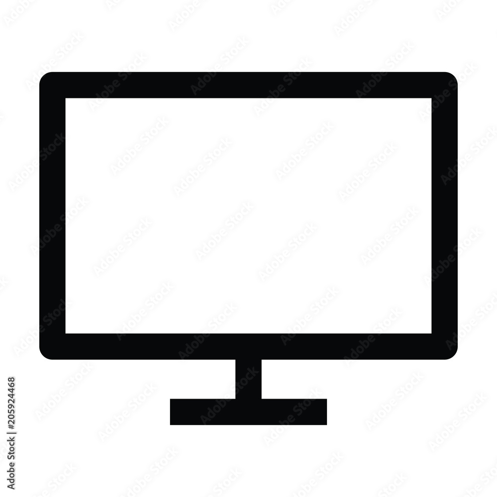 A black and white silhouette of a computer monitor A black and white silhouette of a computer monitor