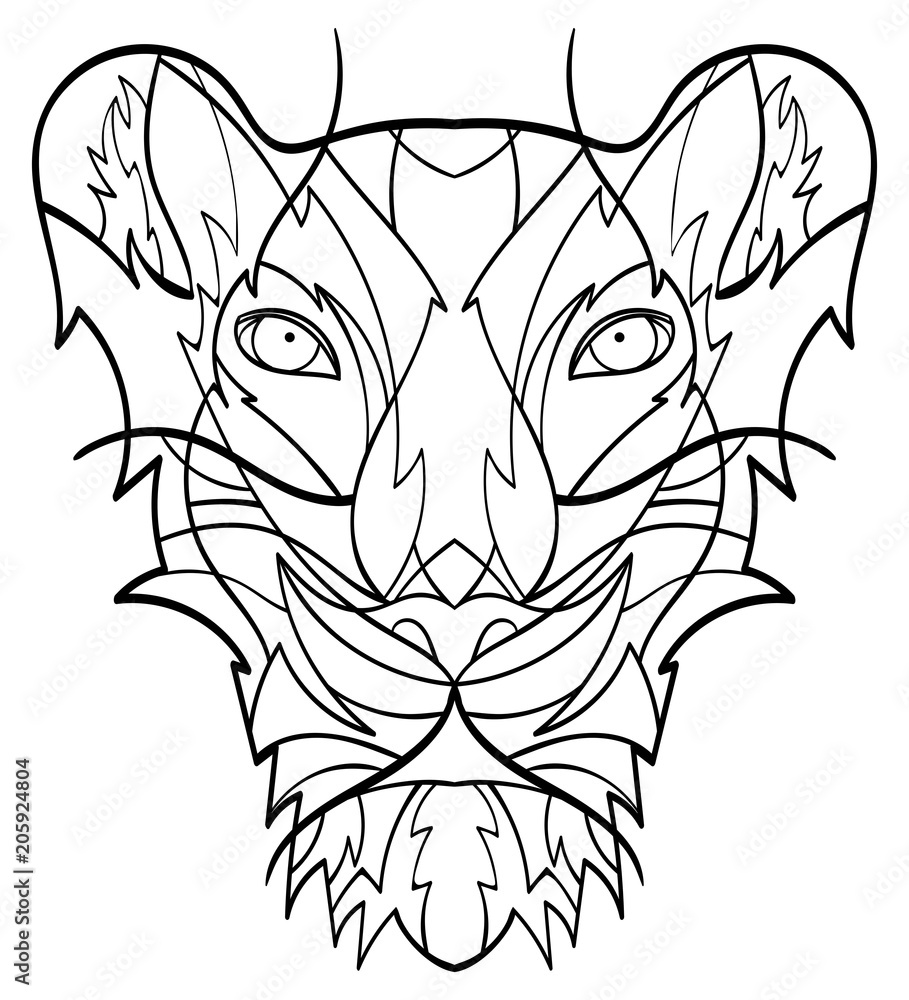 Obraz premium Lion's Head in the form of a stylized tattoo 