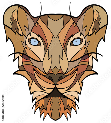 Fototapeta Naklejka Na Ścianę i Meble -  Lion's Head in the form of a stylized tattoo 