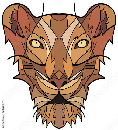 Fototapeta Naklejka Na Ścianę i Meble -  Lion's Head in the form of a stylized tattoo