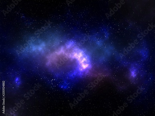Colorful space nebula with Shining Stars background. © Thannaree