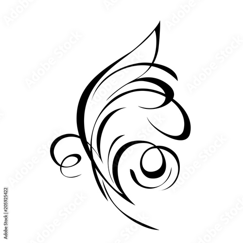 ornament 293. decorative ornament with curls in black lines on a white background