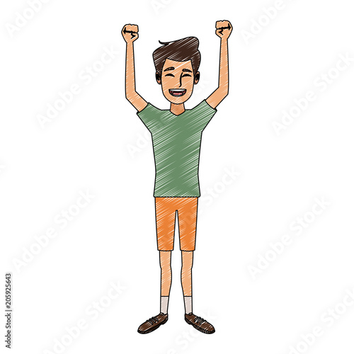 young man doing hands expressions vector illustration graphic design