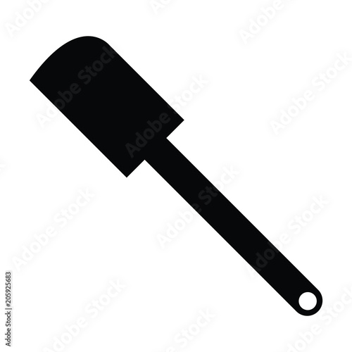 A black and white silhouette of a spatula