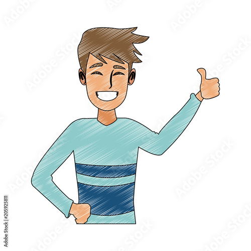 young man doing hands expressions vector illustration graphic design