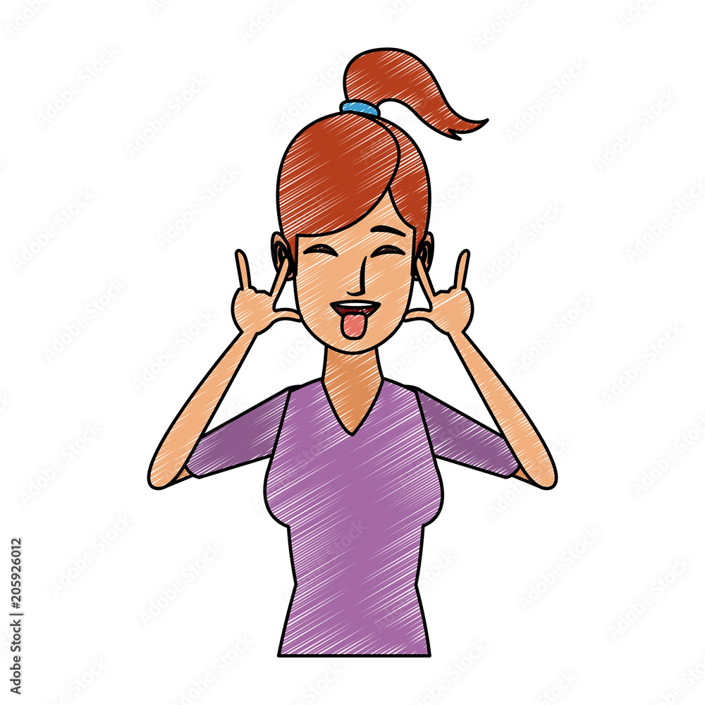 Young woman doing hands expressions vector illustration graphic design Young woman doing hands expressions vector illustration graphic design