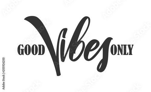 Type lettering composition of Good Vibes on white background