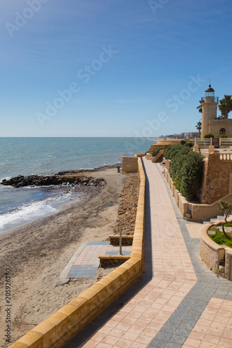 Coast path and Roquetas del Mar lighthouse Costa de Almería, Andalucía Spain  © acceleratorhams