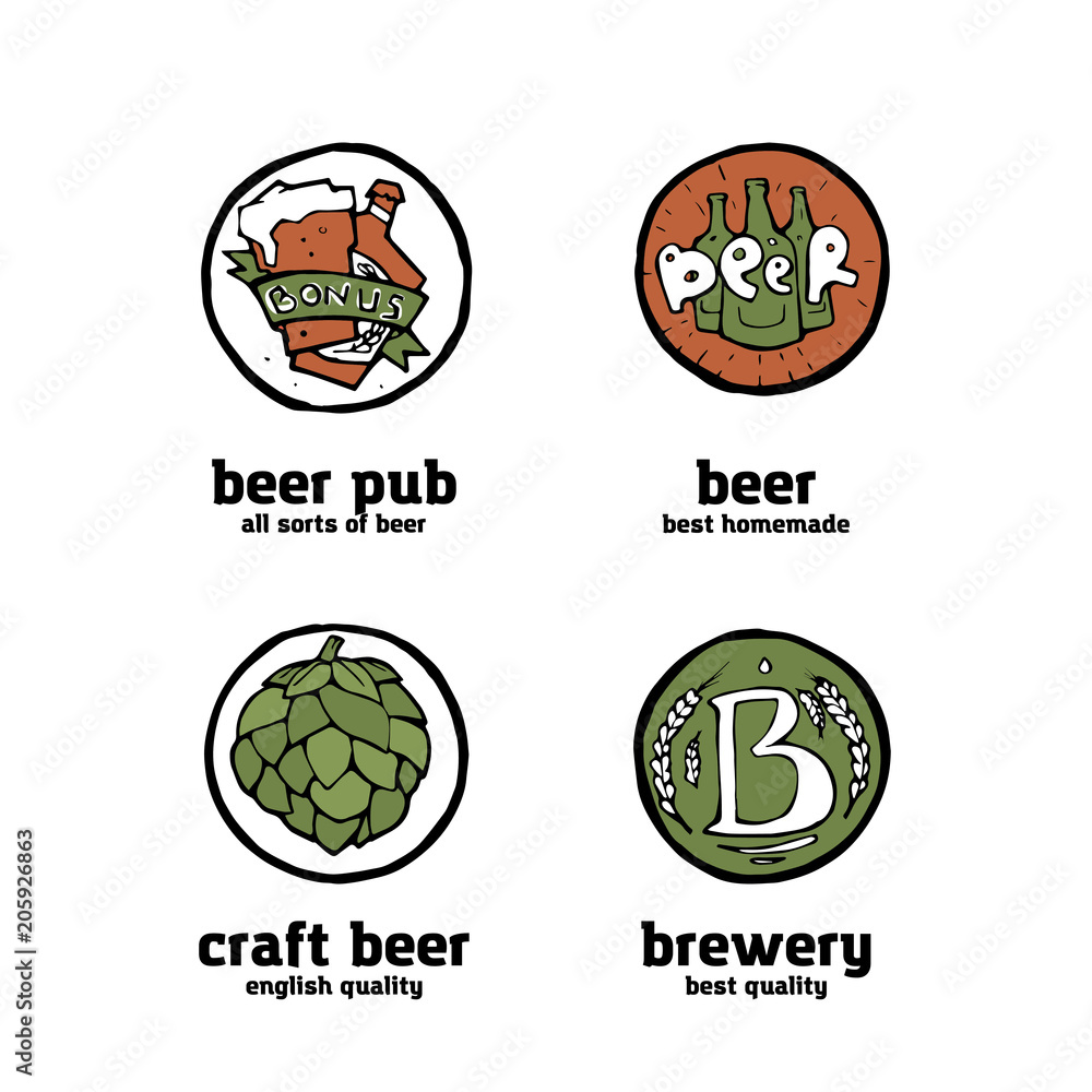Beer pub posters, stickers, emblems Beer pub posters, stickers, emblems