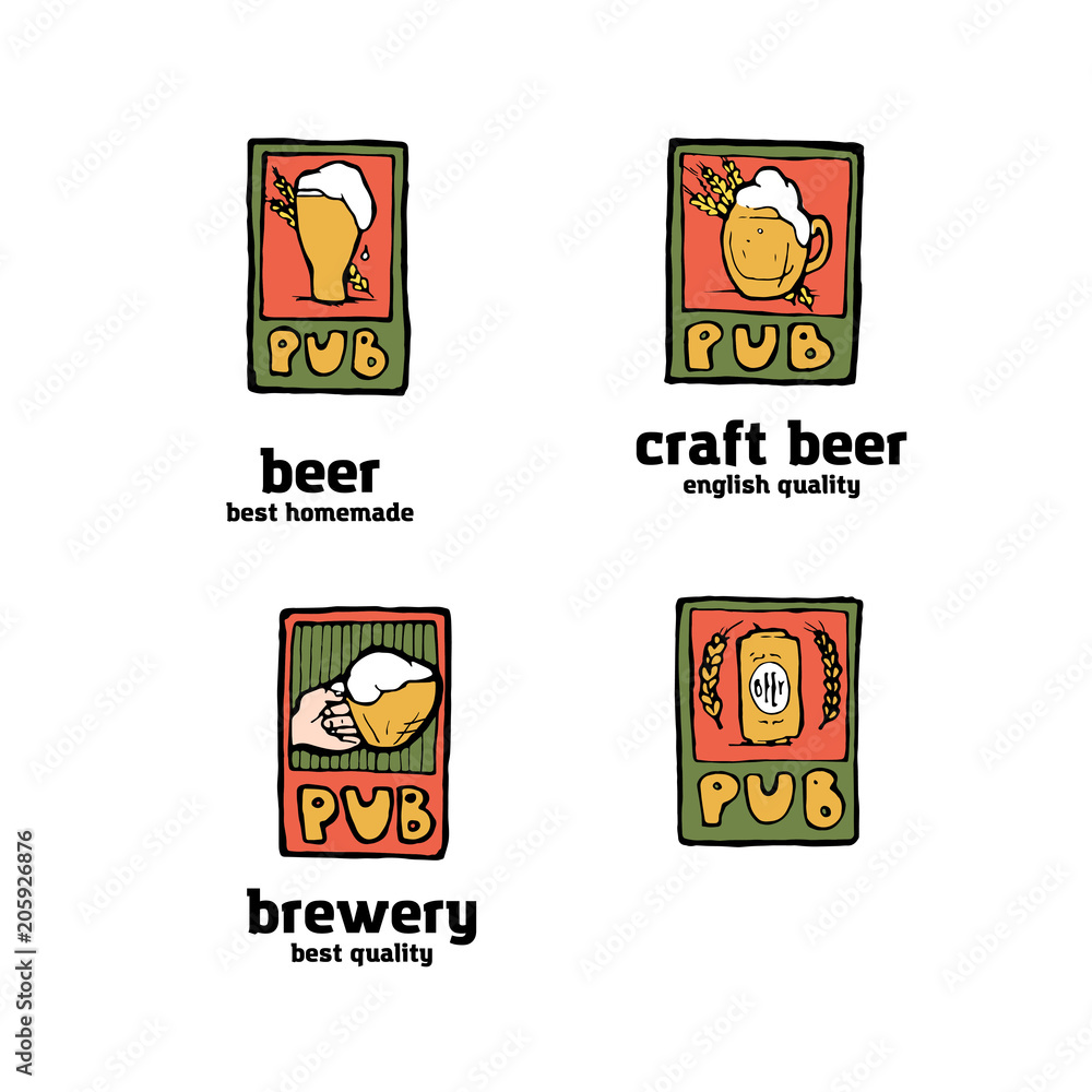 Beer pub posters, stickers, emblems Beer pub posters, stickers, emblems