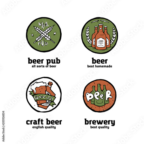 Beer pub posters  stickers  emblems