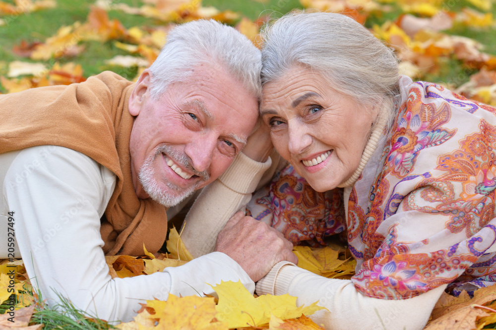 Senior couple in autumn park Senior couple in autumn park