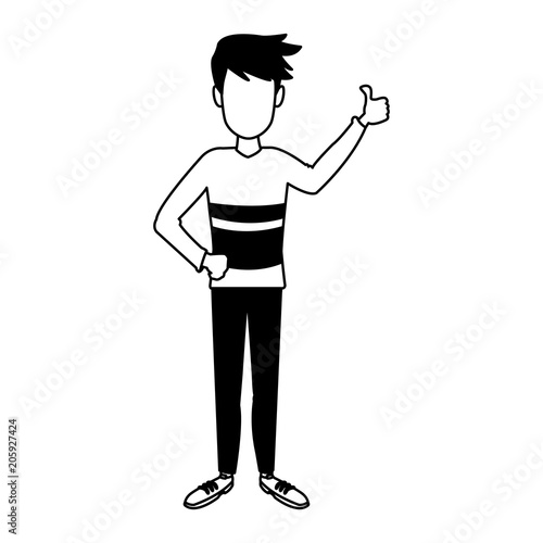 young man doing hands expressions vector illustration graphic design