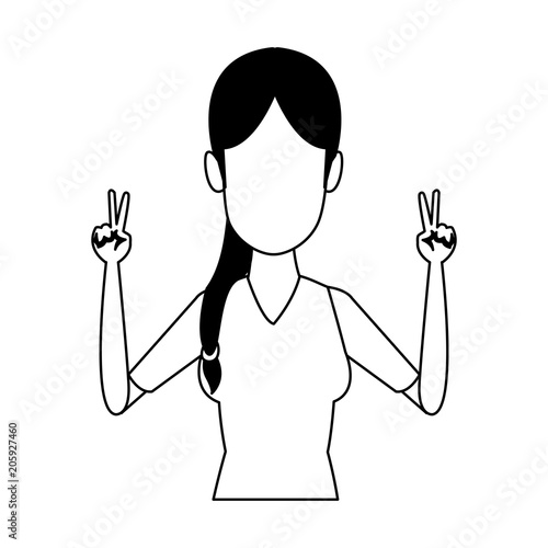 Young woman doing hands expressions vector illustration graphic design