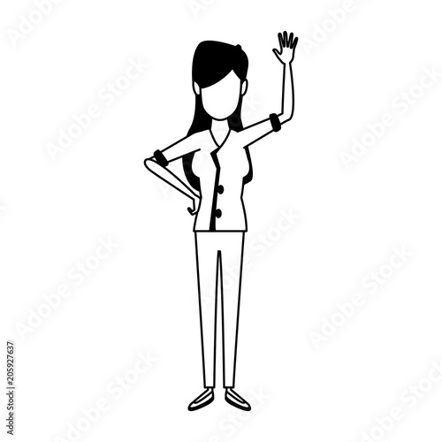 Young woman doing hands expressions vector illustration graphic design