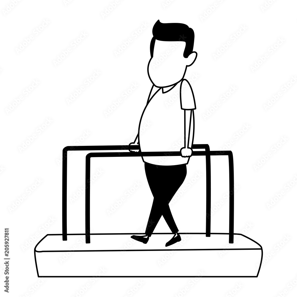 Man Patient in walking recuperation vector illustration graphic design Man Patient in walking recuperation vector illustration graphic design