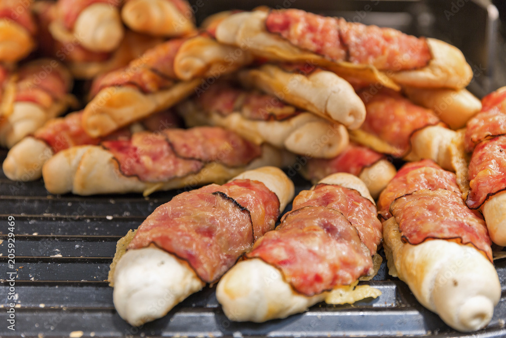 bakery with bacon closeup bakery with bacon closeup