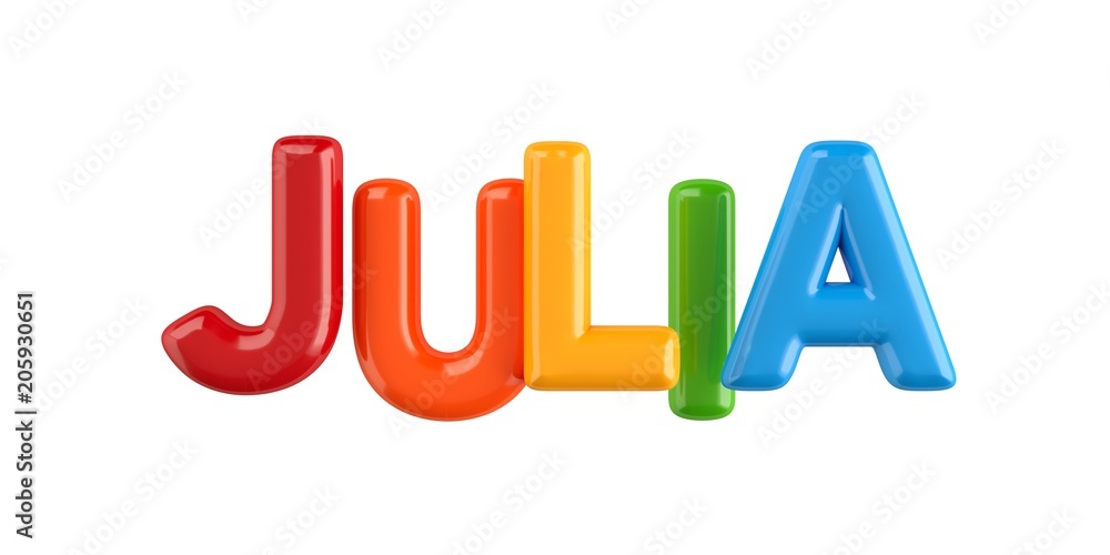 isolated colorfull 3d Kid Name balloon font Julia isolated colorfull 3d Kid Name balloon font Julia
