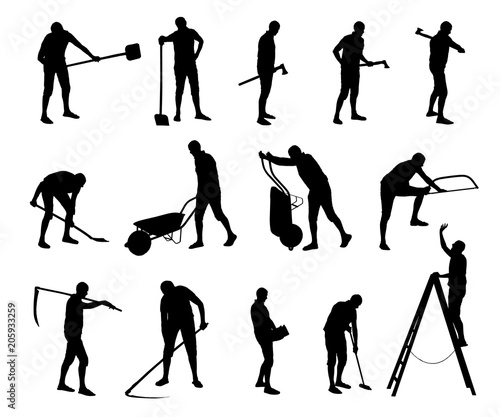Vector set of unskilled construction and maintenance workers.