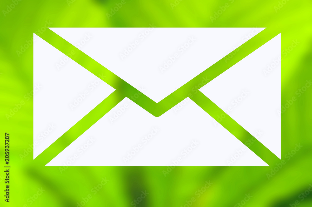 Envelope with green nature background Envelope with green nature background