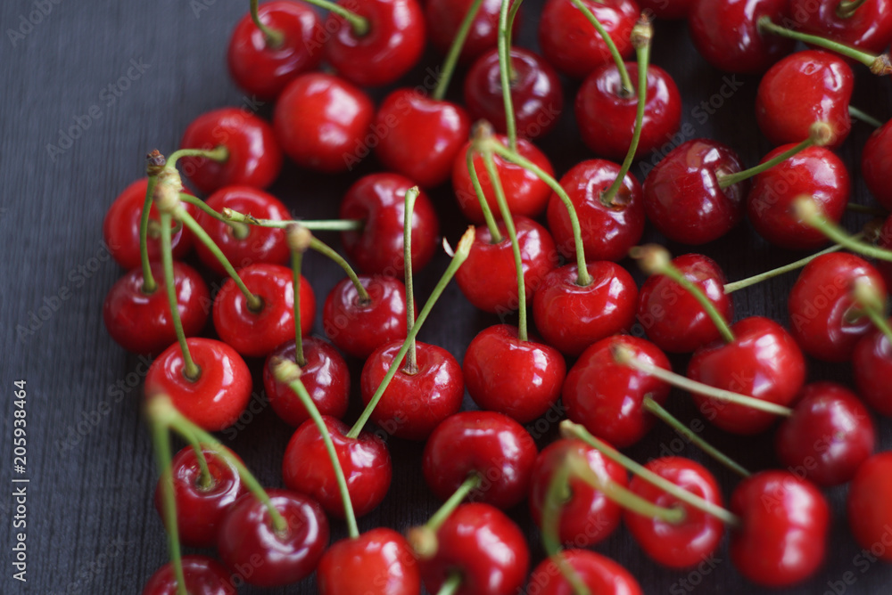 cherries on a dark background