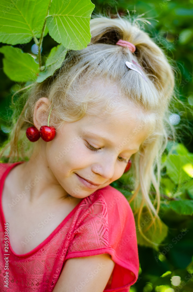 lovely child with cherry earings portrait lovely child with cherry earings portrait