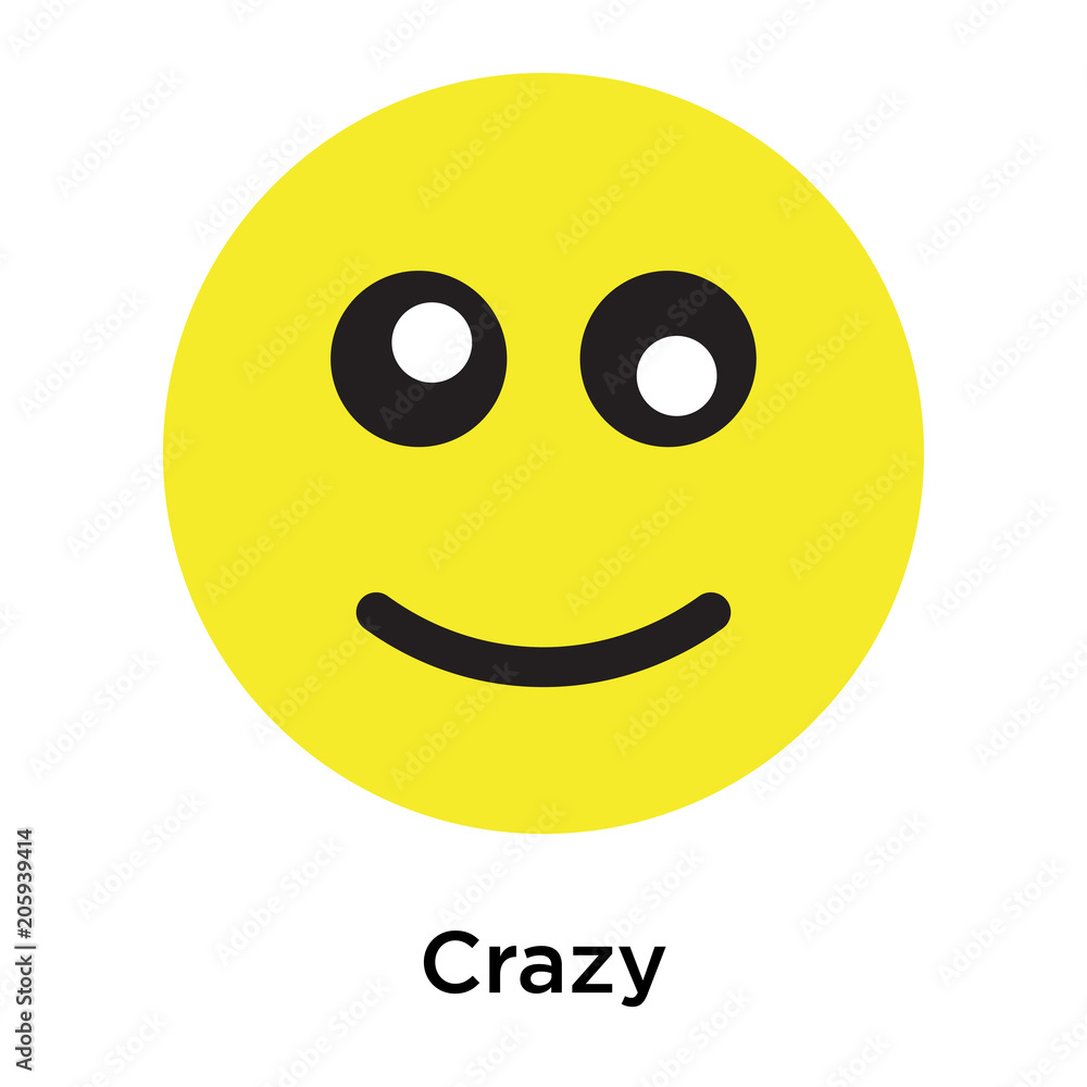Crazy icon vector sign and symbol isolated on white background Crazy icon vector sign and symbol isolated on white background