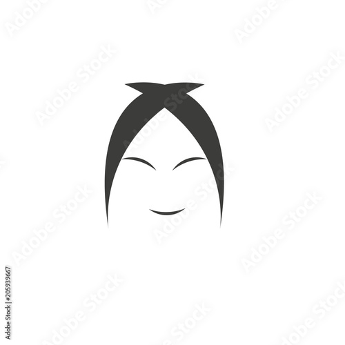 japan cartoon girl head illustration on white