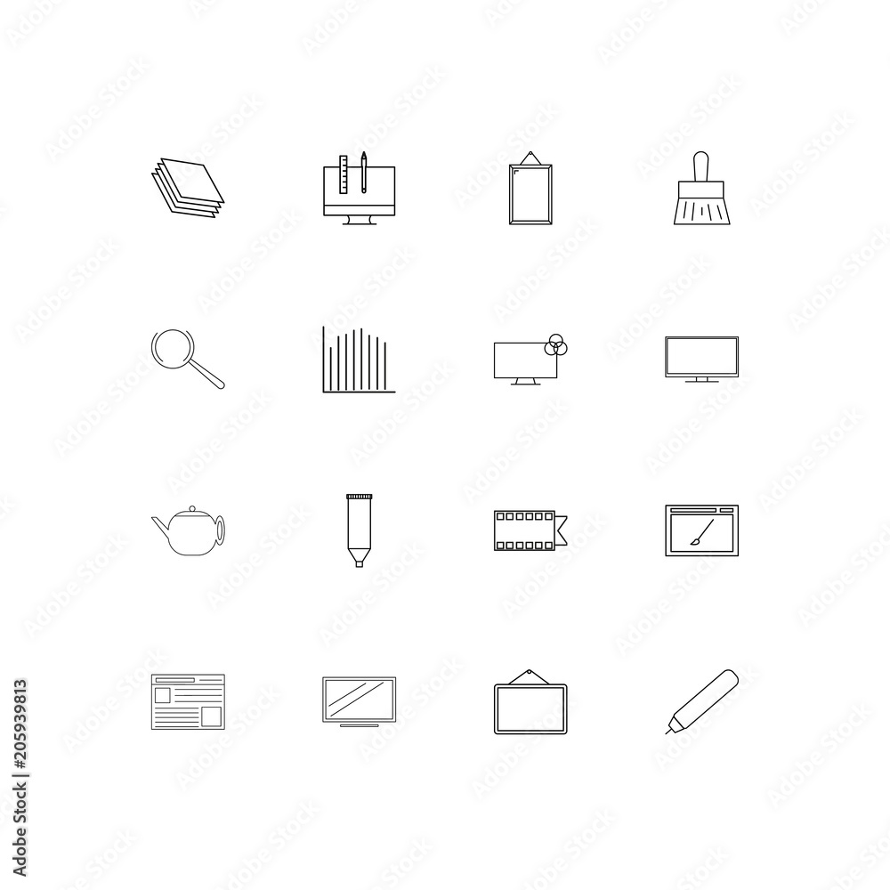 Creative Process And Design linear thin icons set. Outlined simple vector icons Creative Process And Design linear thin icons set. Outlined simple vector icons