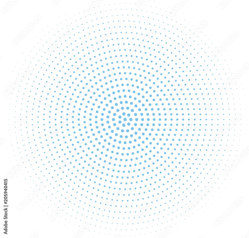 Abstract blue halftone pattern. Futuristic panel. Grunge dotted backdrop with circles, dots, point. 