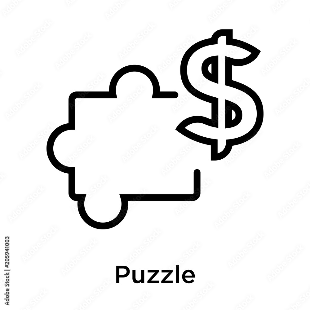 Puzzle icon vector sign and symbol isolated on white background Puzzle icon vector sign and symbol isolated on white background