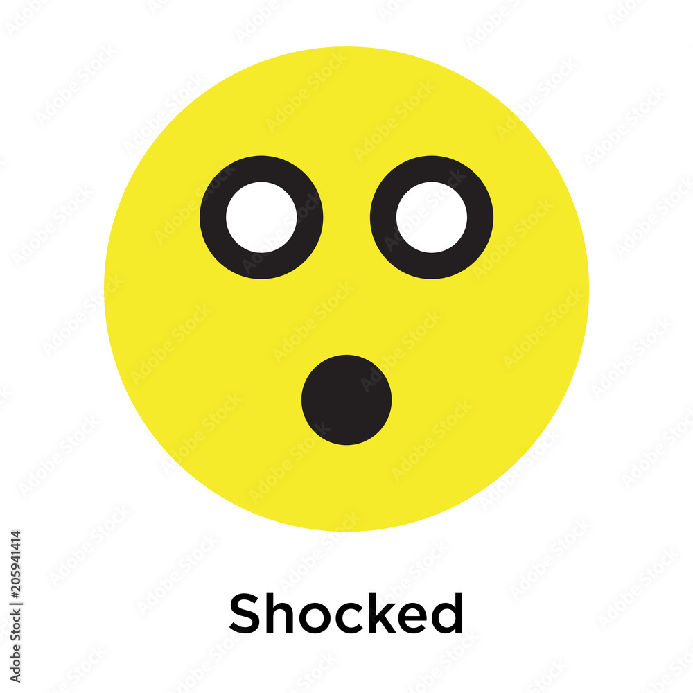 Shocked icon vector sign and symbol isolated on white background Shocked icon vector sign and symbol isolated on white background