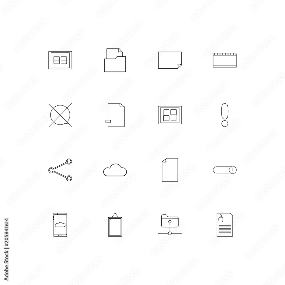 Files And Folders, Sign linear thin icons set. Outlined simple vector icons Files And Folders, Sign linear thin icons set. Outlined simple vector icons