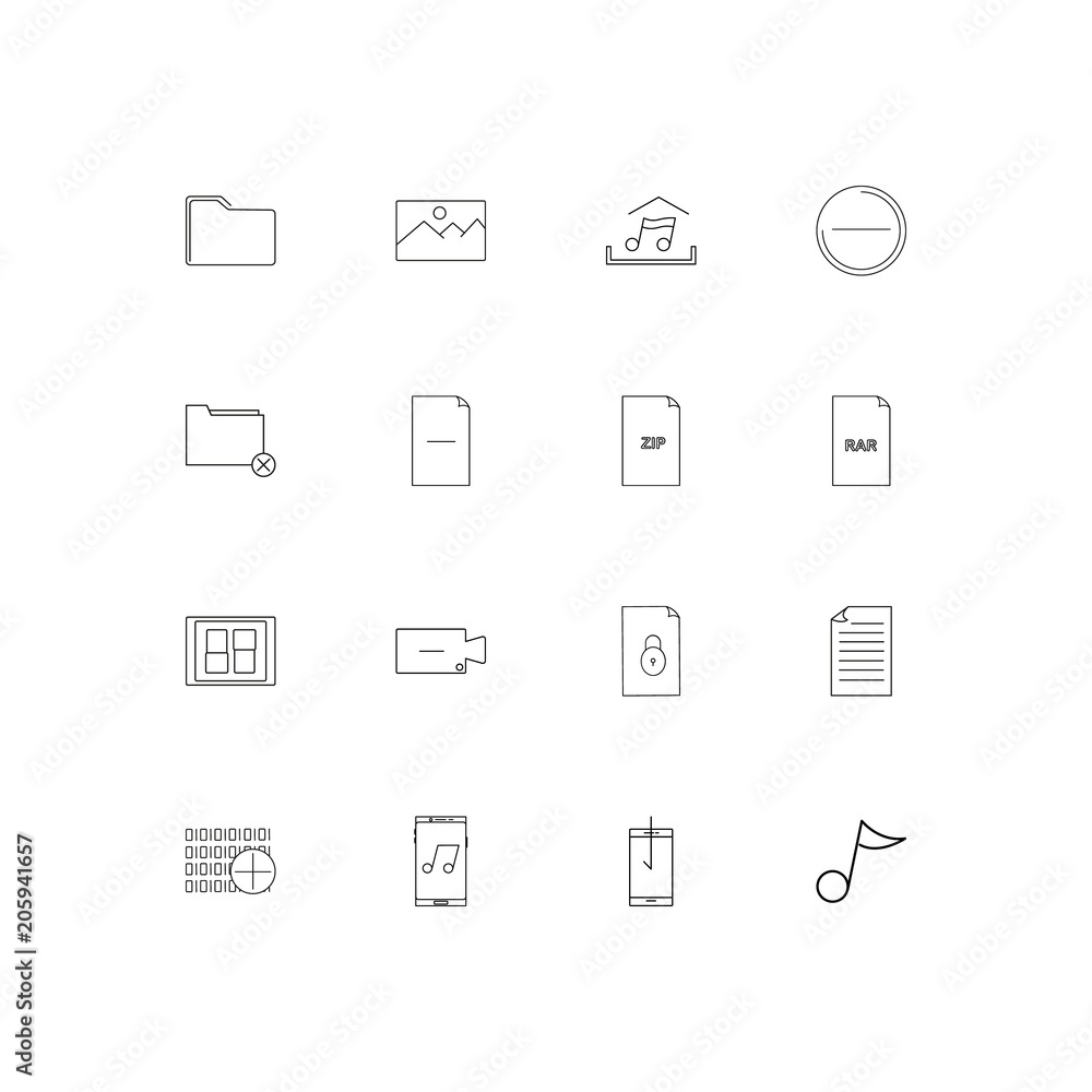 Files And Folders, Sign linear thin icons set. Outlined simple vector icons Files And Folders, Sign linear thin icons set. Outlined simple vector icons