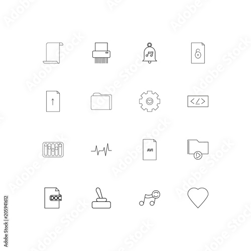 Files And Folders, Sign linear thin icons set. Outlined simple vector icons