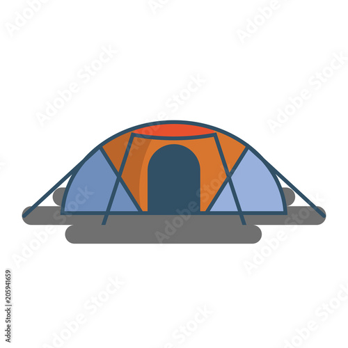 Forest camping vector concept with tourist tent © iegor