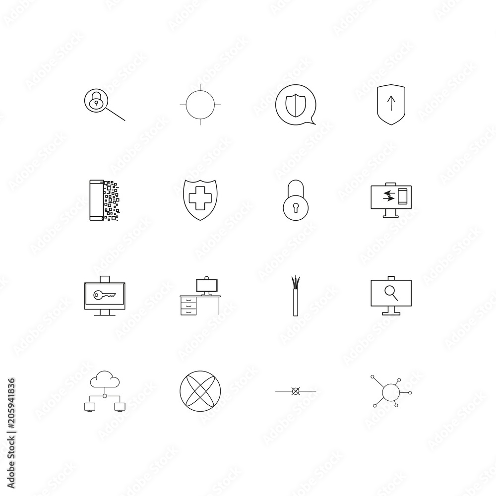 Internet Security linear thin icons set. Outlined simple vector icons Internet Security linear thin icons set. Outlined simple vector icons