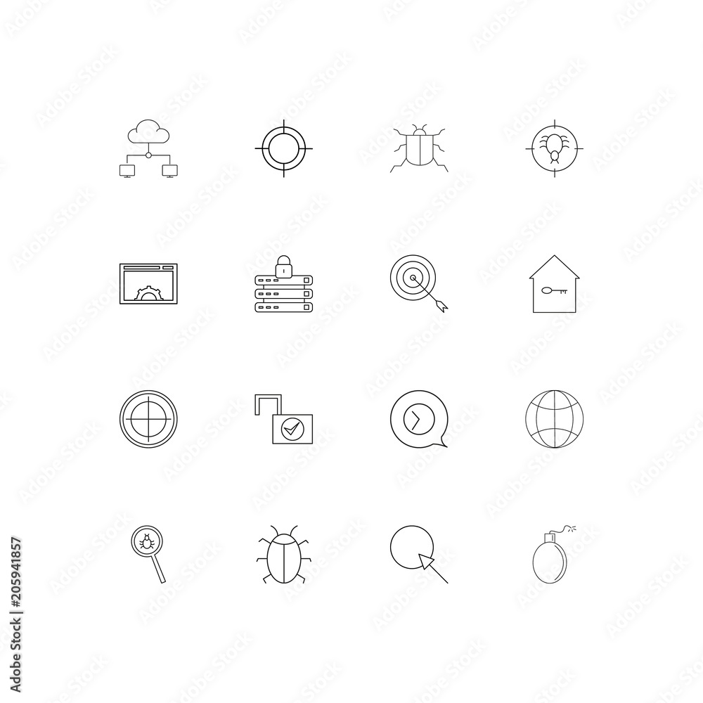 Internet Security linear thin icons set. Outlined simple vector icons Internet Security linear thin icons set. Outlined simple vector icons