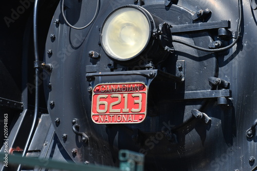 Front view of an old locomotive in Montreal-Canada