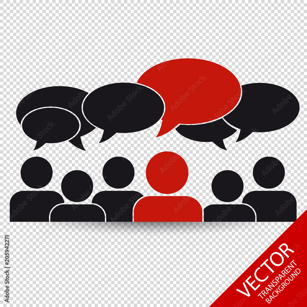 Business Team With Speech Bubbles - Social Media - Isolated On Transparent Background Business Team With Speech Bubbles - Social Media - Isolated On Transparent Background