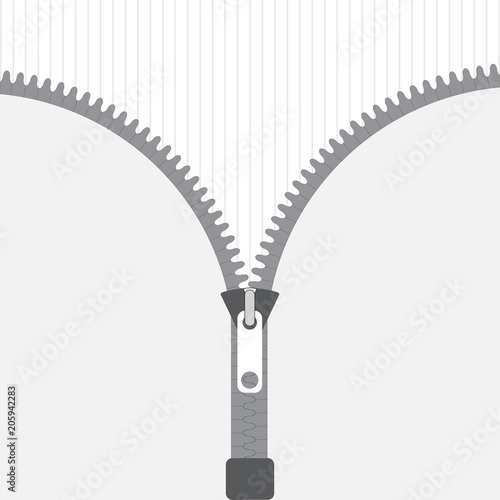Fototapeta Naklejka Na Ścianę i Meble -  Vector zipper, fastener vector. Zipper isolated on gray background. Fashion fastener, zipper for cloth. Flat design. Vector illustration EPS10. 