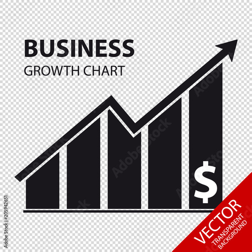 Business Growth Chart - Vector Illustration - Isolated On Transparent Background
