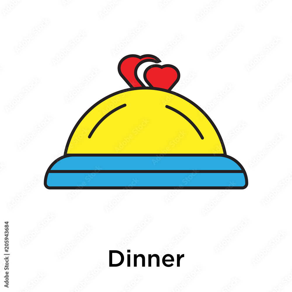 Fototapeta premium Dinner icon vector sign and symbol isolated on white background