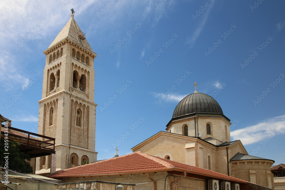 View of the Church of the Redeemer in Jerusalem, Israel.