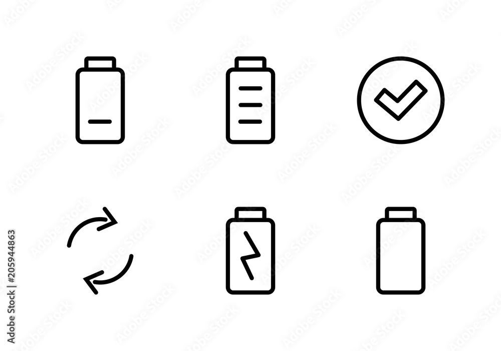 Set battery Line icon stock vector illustration. Editable Stroke. 100x100 Pixel Perfect Set battery Line icon stock vector illustration. Editable Stroke. 100x100 Pixel Perfect