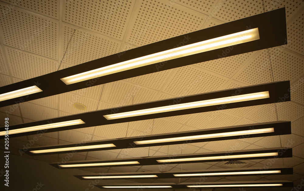 long lighting lamps office building ceiling