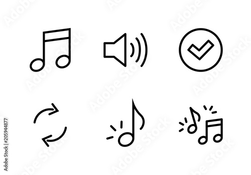 Set music Line icon stock vector illustration. Editable Stroke. 100x100 Pixel Perfect