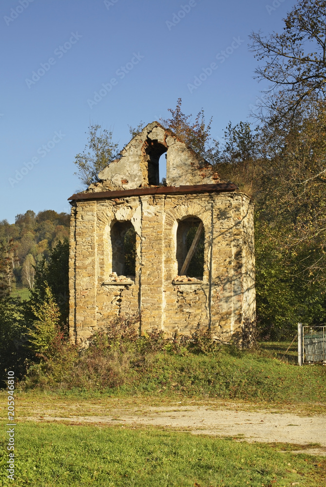 Belfry of old church in Terka village. Subcarpathian voivodeship. Poland