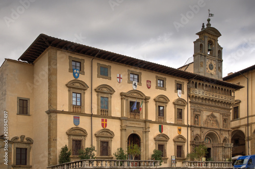 Town Hall building in the Piazza Grande, in Arezzo, Tuscany, Italy