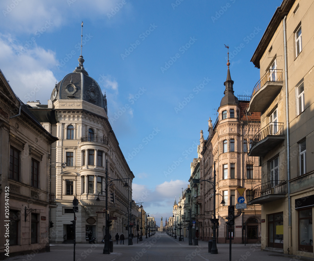 Piotrkowska street in Lodz city, Lodzkie, Poland